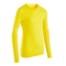 Kids' Long-Sleeved Thermal Base Layer Top Keepdry 500 - Yellow