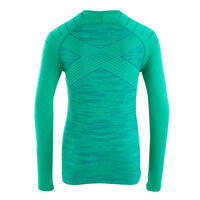 Kids' Long-Sleeved Thermal Base Layer Top Keepdry 500 - Green