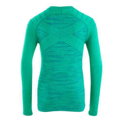 Kids' Long-Sleeved Thermal Base Layer Top Keepdry 500 - Green