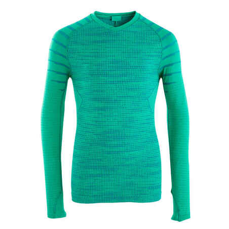 Kids' Long-Sleeved Thermal Base Layer Top Keepdry 500 - Green