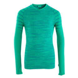 Kids' Long-Sleeved Thermal Base Layer Top Keepdry 500 - Green