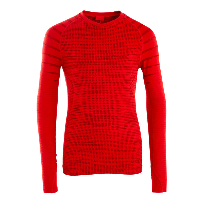 Kids' Long-Sleeved Thermal Base Layer Top Keepdry 500 - Red