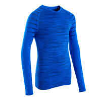 חולצת שכבת בסיס תרמית עם שרוולים ארוכים לילדים Keepdry 500 - כחול אינדיגו