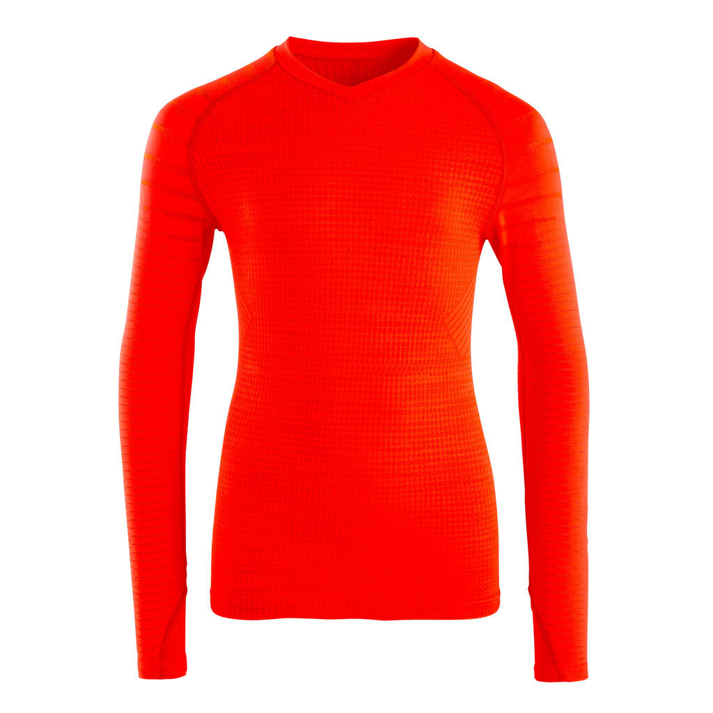 Kids' Long-Sleeved Thermal Base Layer Top Keepdry 500 - Red