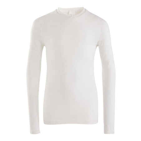 Kids' Long-Sleeved Thermal Base Layer Top Keepdry 500 - White