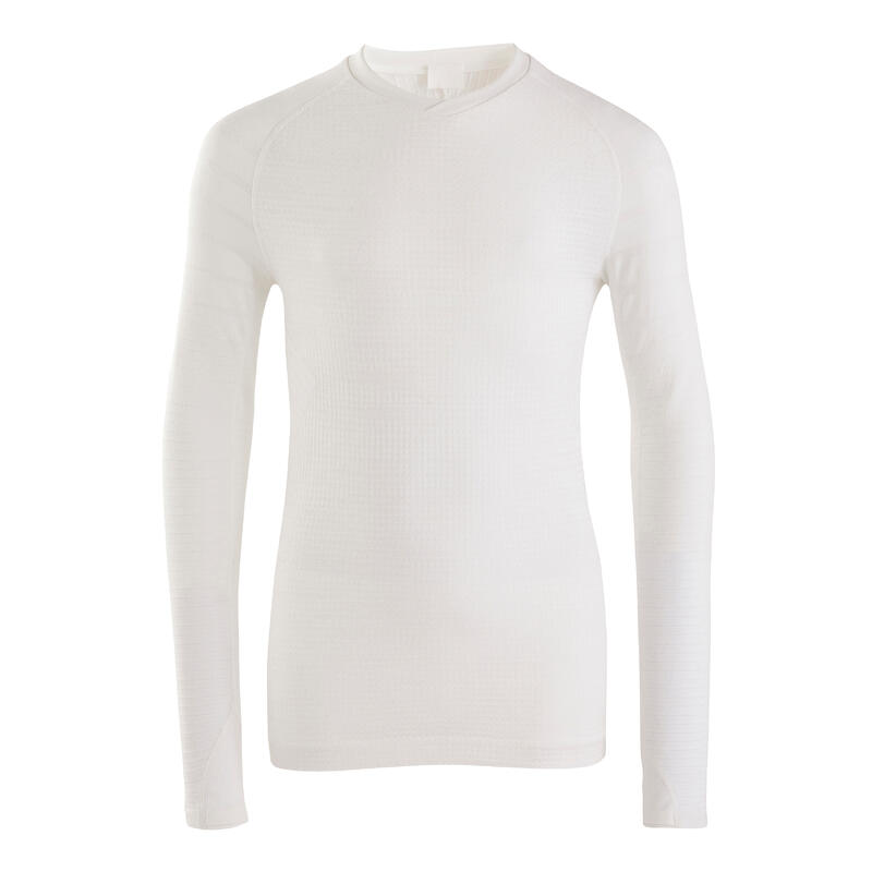 Kids' Long-Sleeved Thermal Base Layer Top Keepdry 500 - White