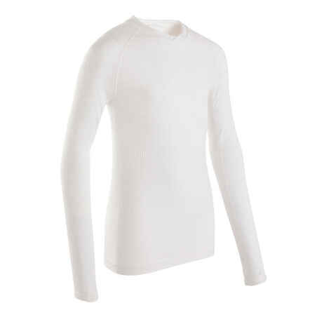 Kids' Long-Sleeved Thermal Base Layer Top Keepdry 500 - White