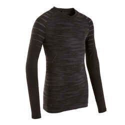 Kids' Long-Sleeved Thermal Base Layer Top Keepdry 500 - Black