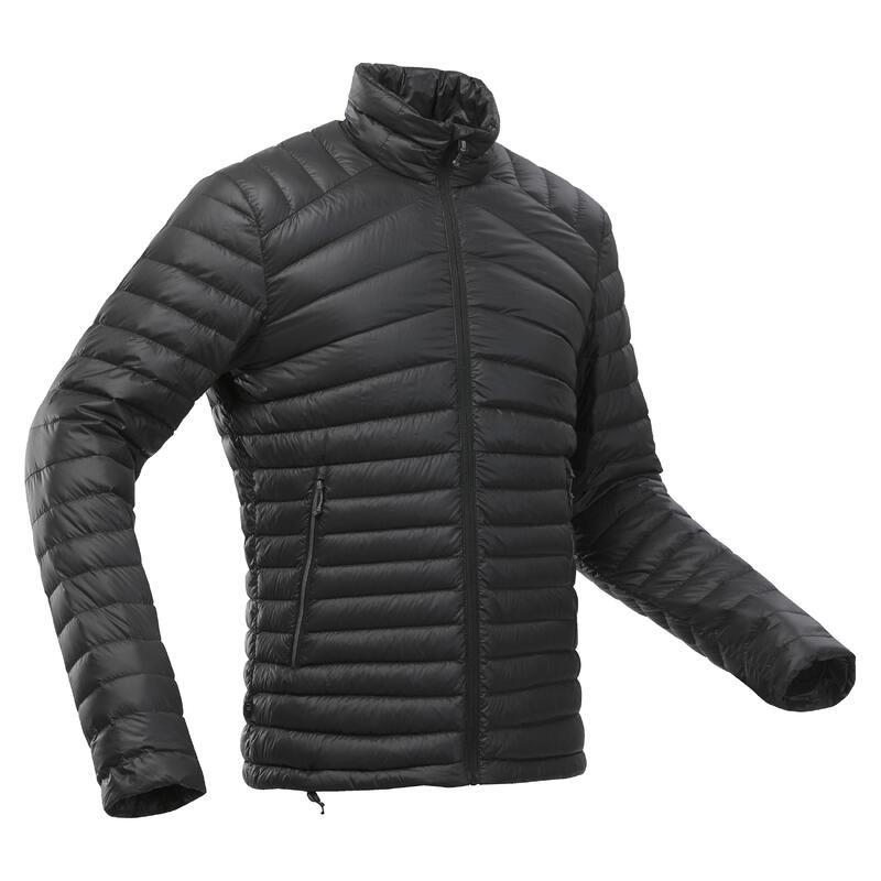 Férfi kabát túrázáshoz MT100, -5 °C-ig, tollpehely, fekete