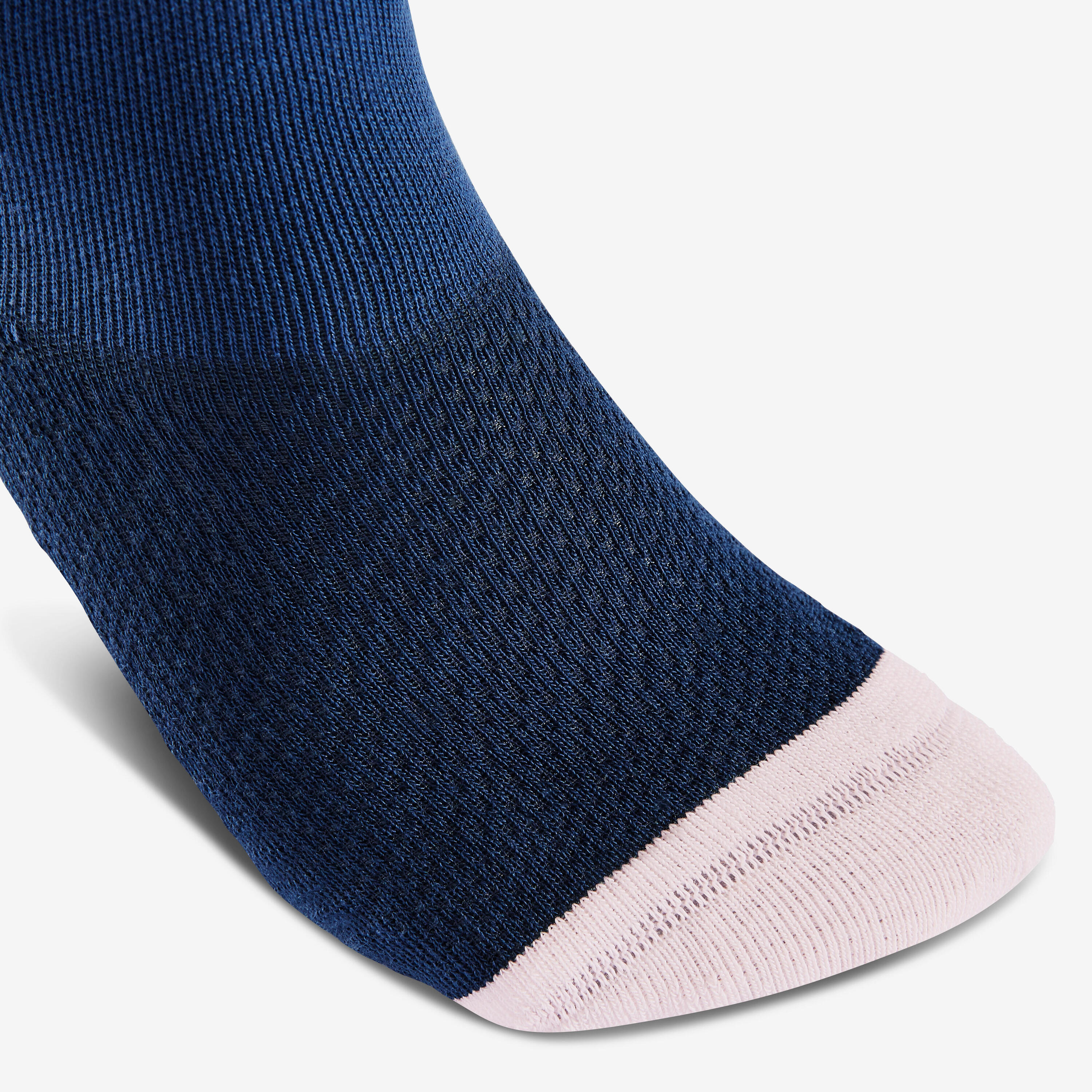 Chaussettes hautes rayures, bandes - lot de 2 paires bleu marine et beige 6/9
