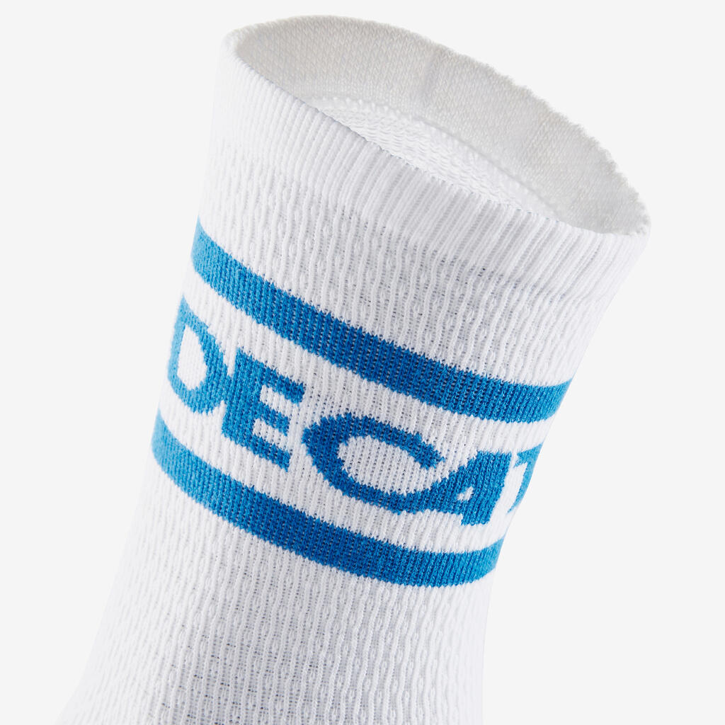 Sportwear high socks -2-Pair Pack-White/Black Héritage DECATHLON Logo