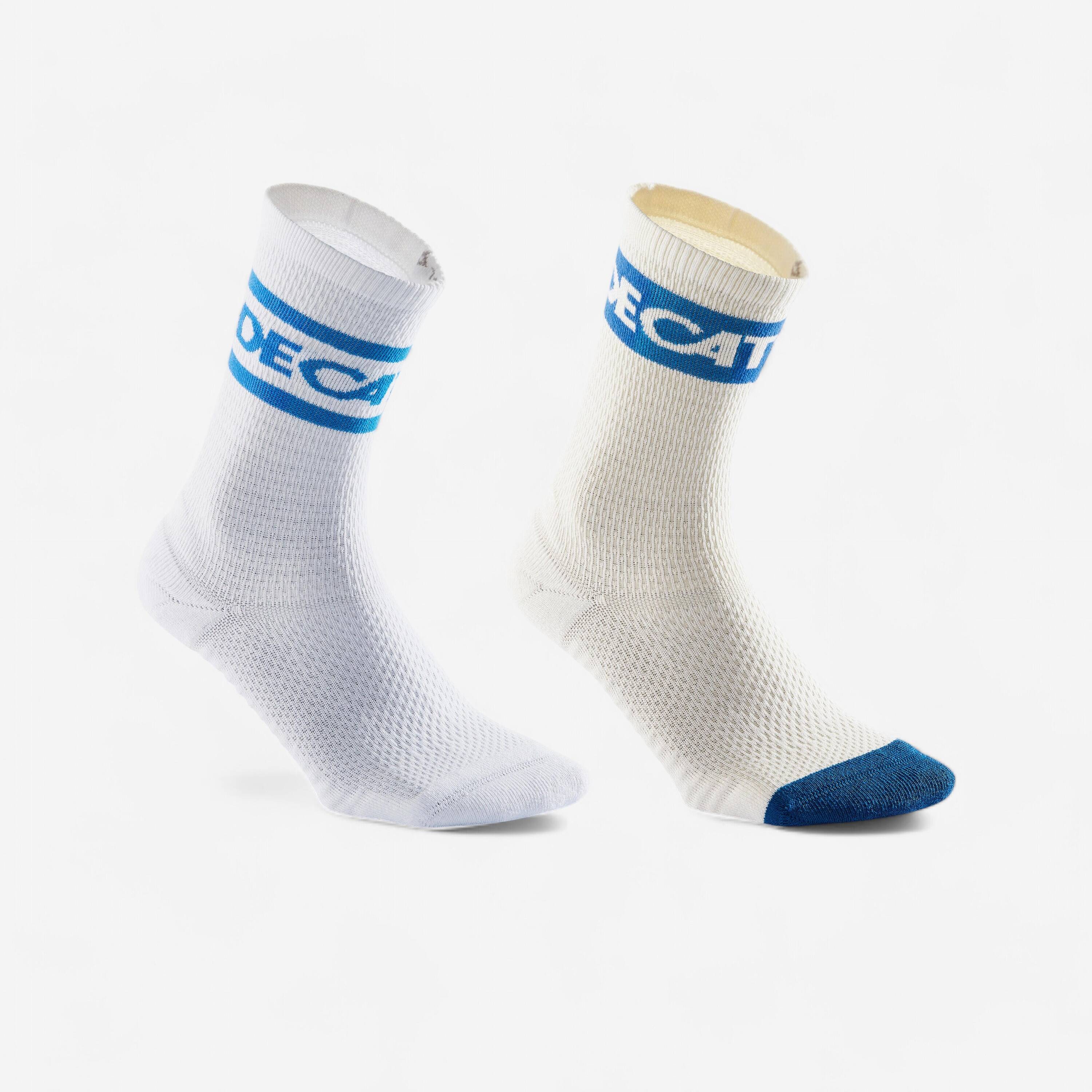 High socks Decathlon Héritage logo 2-Pair Pack - White/Beige -  1