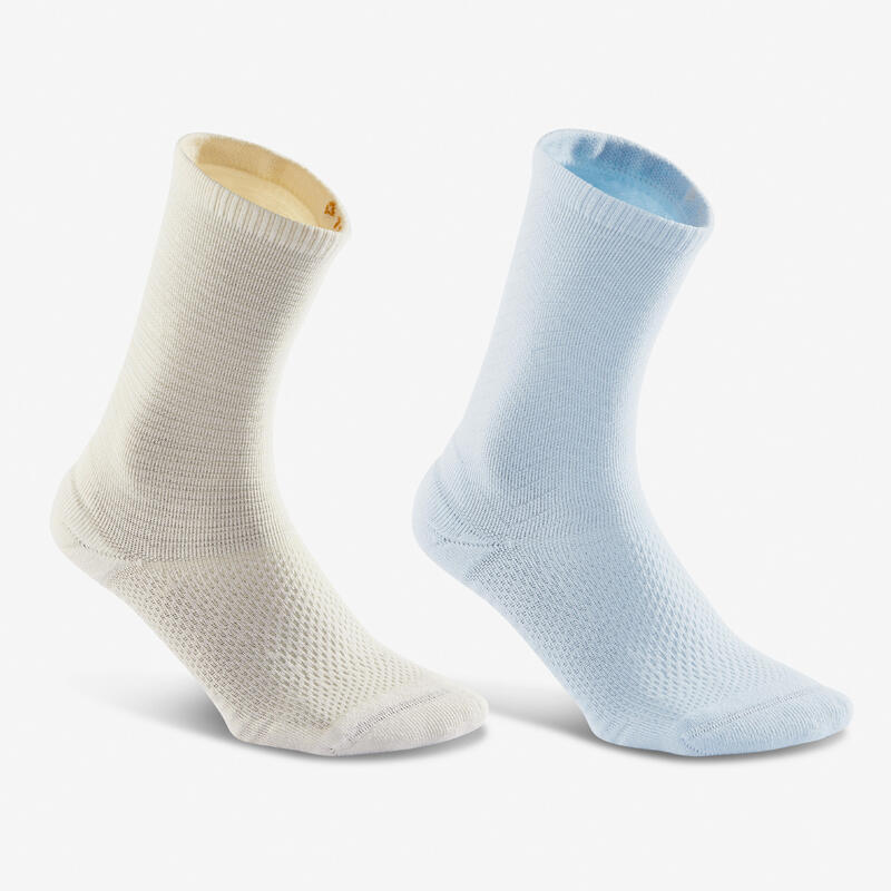 Hoge sokken textuur Deocell Tech URBAN WALK pakje van 2 paar beige/lichtblauw