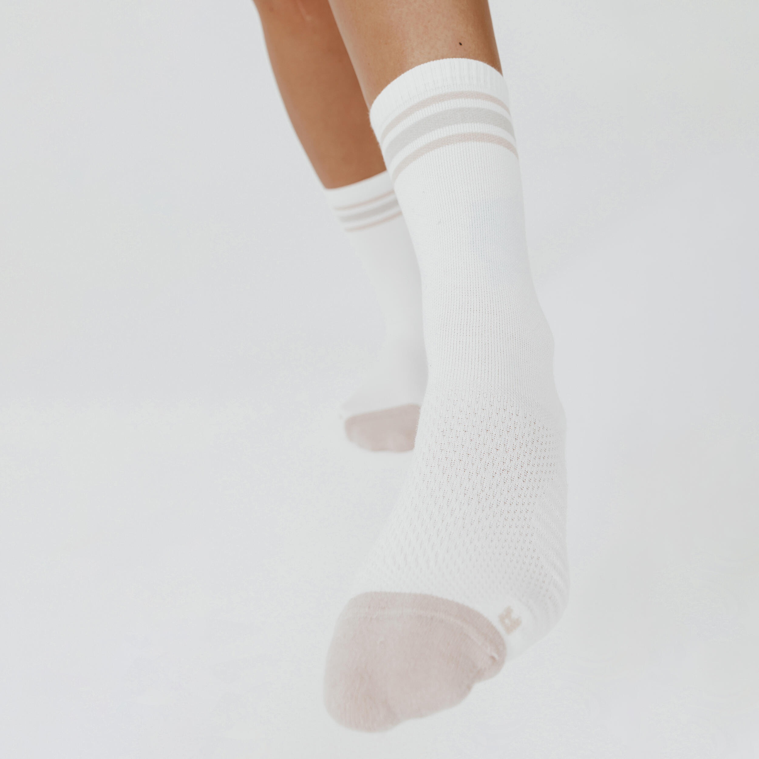 Chaussettes hautes rayures, bandes - lot de 2 paires bleu marine et beige 2/9
