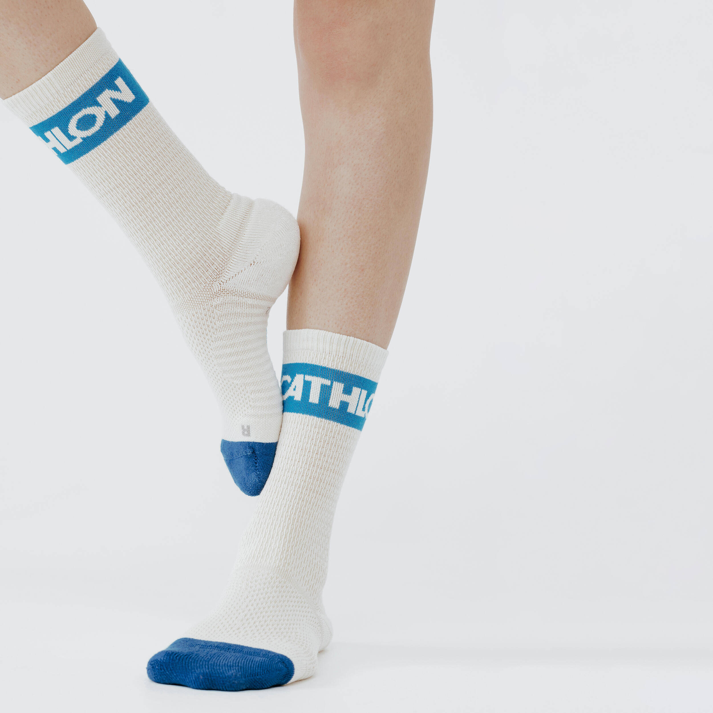 High socks Decathlon Héritage logo 2-Pair Pack - White/Beige -  2