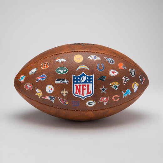 
      Pieaugušo amerikāņu futbola bumba “Super Bowl NFL 32 Teams Official”, brūna
  