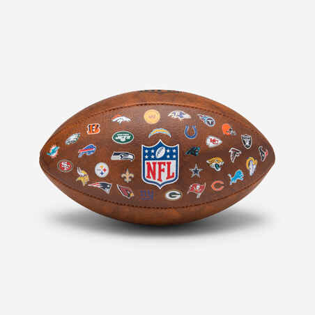 Suaugusiųjų amerikietiškojo futbolo kamuolys „Super Bowl NFL 32 Teams Official“, rudas