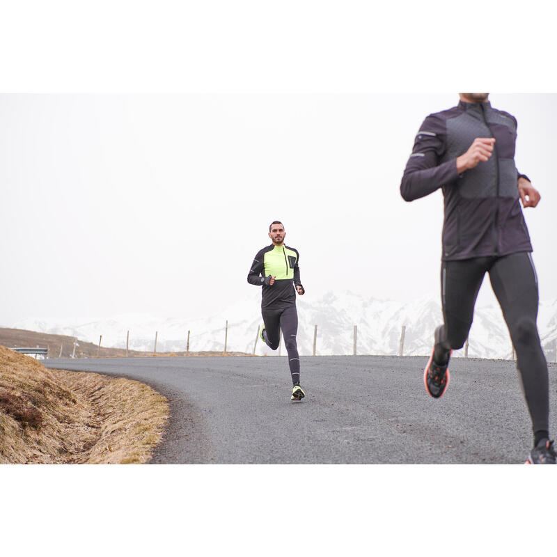 Calças Justas de Corrida Homem Run 500 Dry Preto