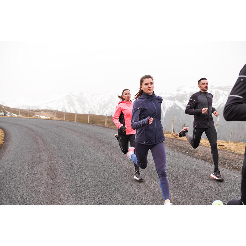 COLLANT RUNNING CHAUD ET DEPERLANT FEMME - KIPRUN WARM RAIN NOIR