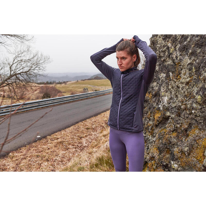 VESTE RUNNING HIVER CHAUDE FEMME- KIPRUN WARM MAUVE