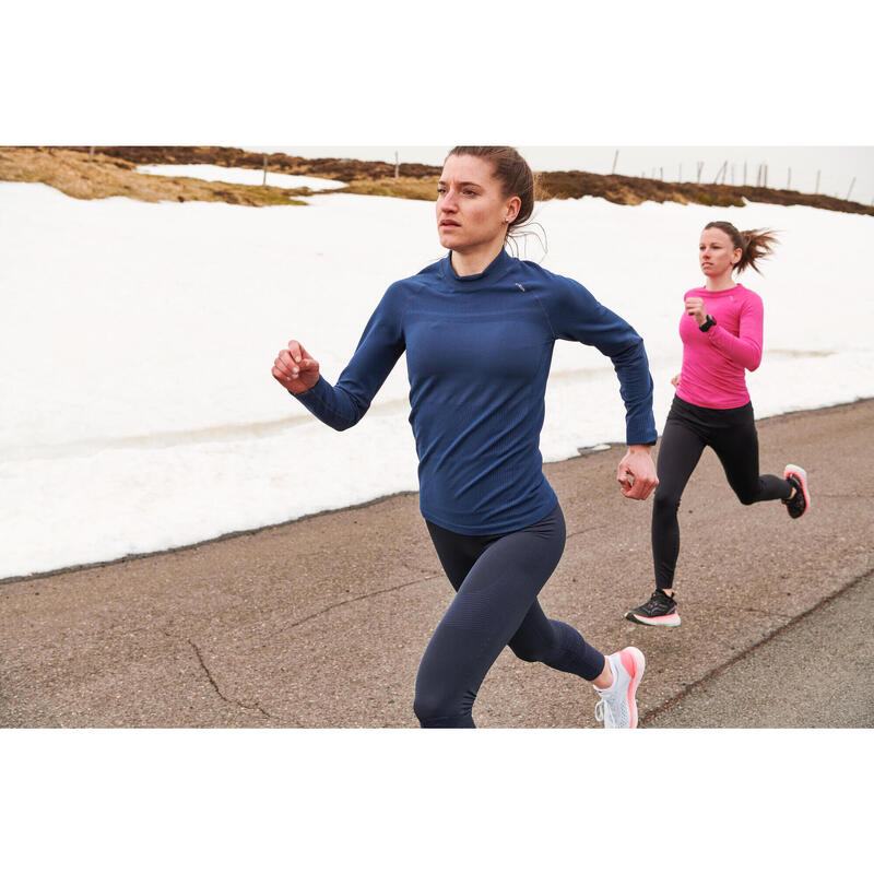 COLLANT RUNNING CHAUD FEMME- KIPRUN WARM BLEU