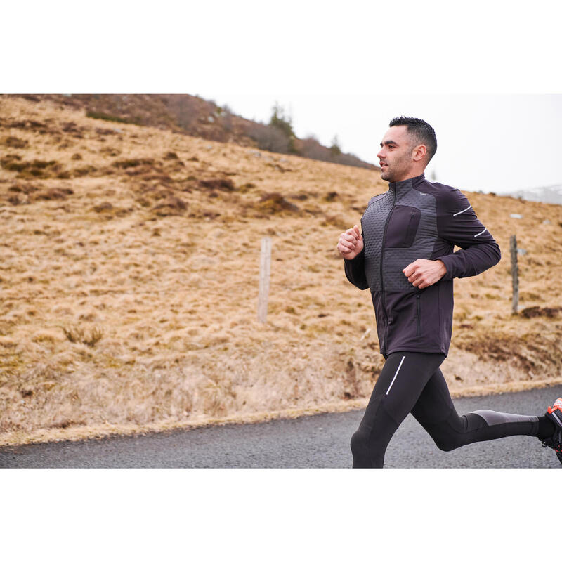 Veste chaude de running homme - kiprun run 900 warm noir