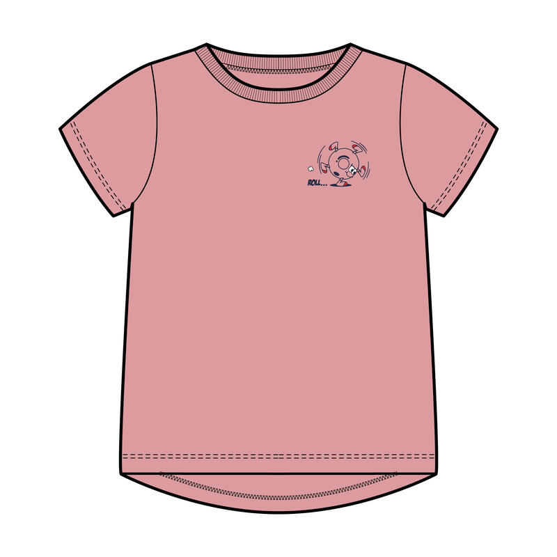 T-shirt bambino ginnastica 100 regular fit cotone rosa da 1 a 5/6 anni
