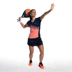 Women's Short-Sleeved Breathable Padel T-Shirt 500 - Blue/Coral