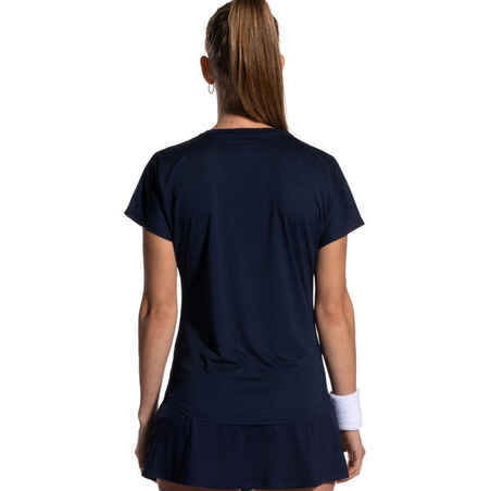 Camiseta de pádel manga corta transpirable mujer 500 azul coral