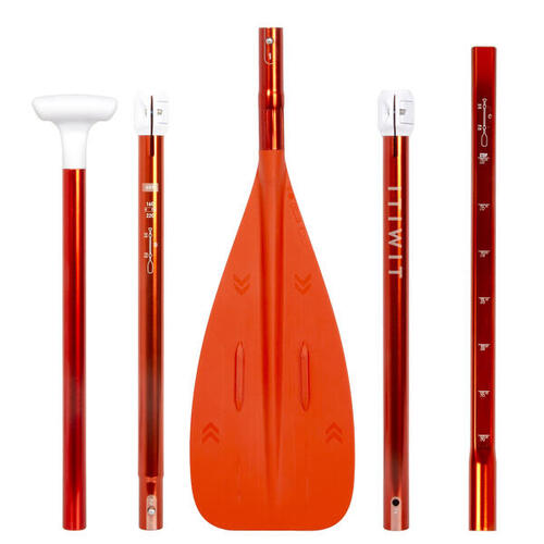 PAGAIE STAND UP PADDLE 100 ULTRA COMPACTE DEMONTABLE REGLABLE 160-220 CM ORANGE