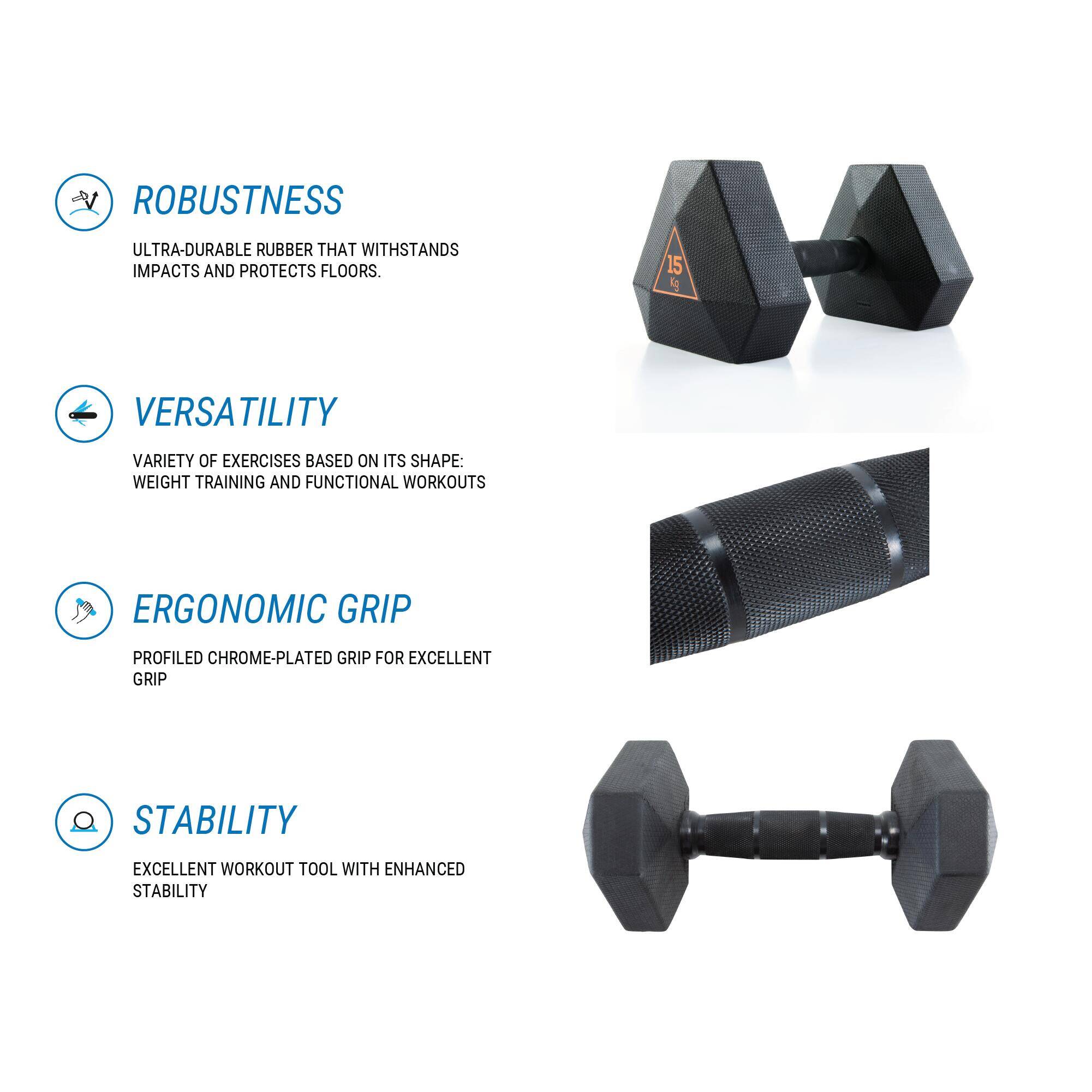 Hex Dumbbell 15 kg Black -  2