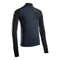 MEN'S RUNNING WINTER LONG-SLEEVED T-SHIRT KIPRUN WARM REGUL-BLUE BLACK