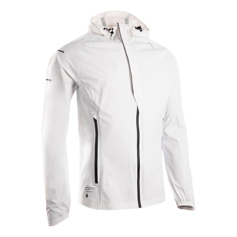 Laufjacke Herren wasserdicht winddicht - Rain+ weiss 