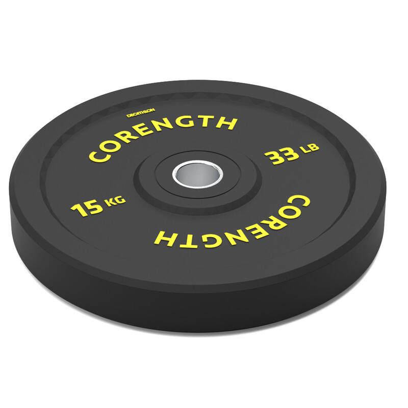 Disco bumper de halterofilia 15 kg, diámetro interior de 50 mm