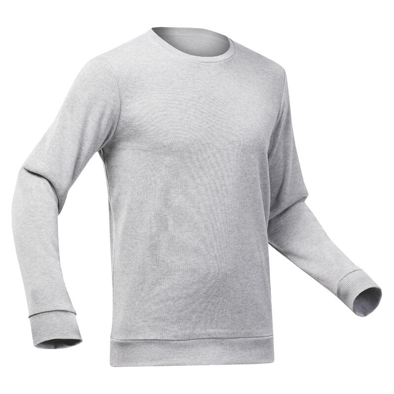 Jersey de montaña y trekking con cuello redondo Hombre Quechua NH150 gris