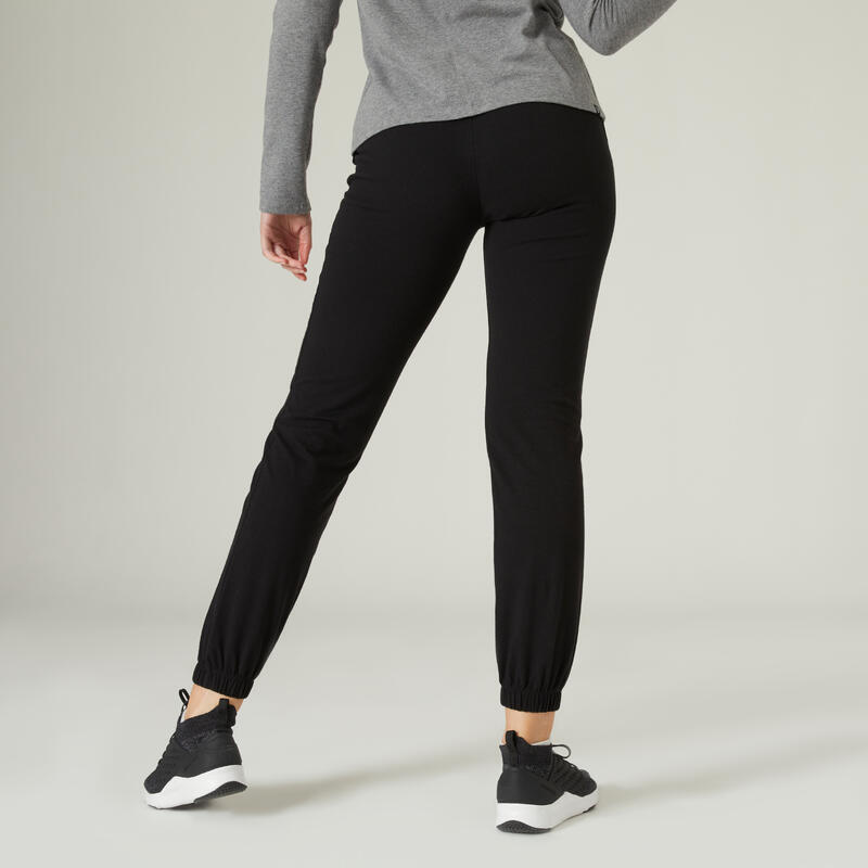 industria hoy tráfico Pantalón jogger fitness recto algodón Mujer Domyos negro | Decathlon