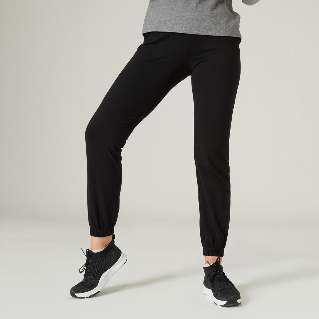 Pantalón Jogger Fitness 100 Mujer - Negro