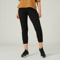 PANTALON FITNESS FEMME COTON CAROTTE - 120 NOIR