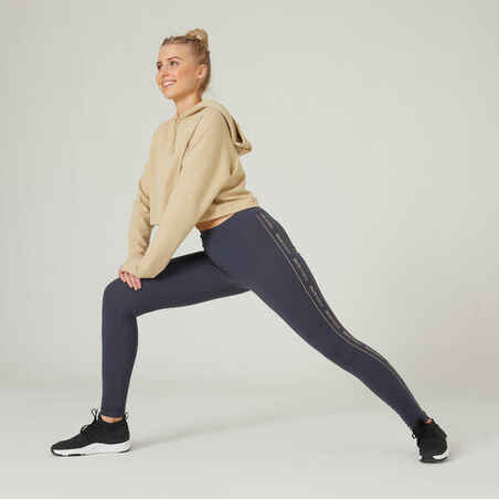Women's Slim-Fit Fitness Leggings Fit+ 500 - Grey