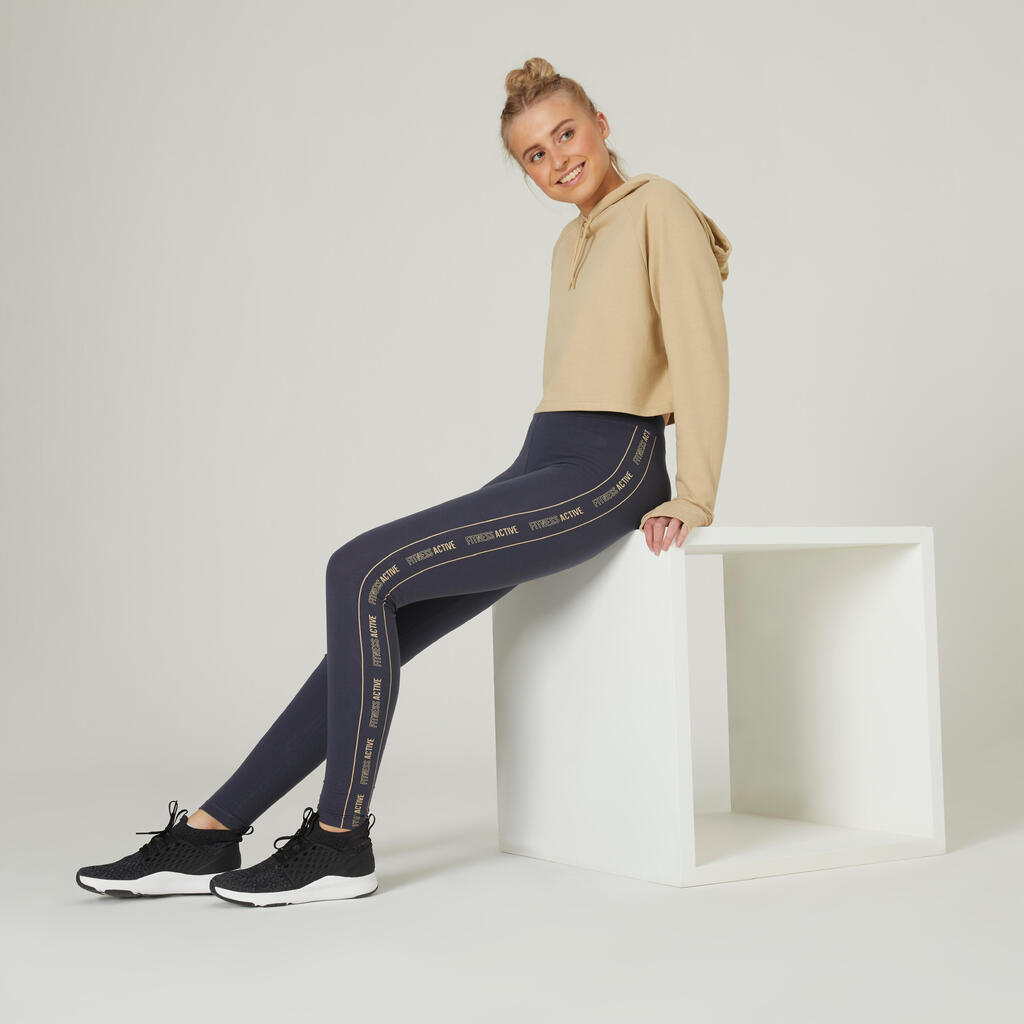Legging de fitness en coton femme, gris ardoise