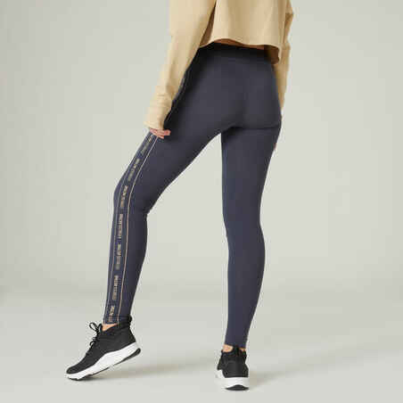 Women's Slim-Fit Fitness Leggings Fit+ 500 - Grey