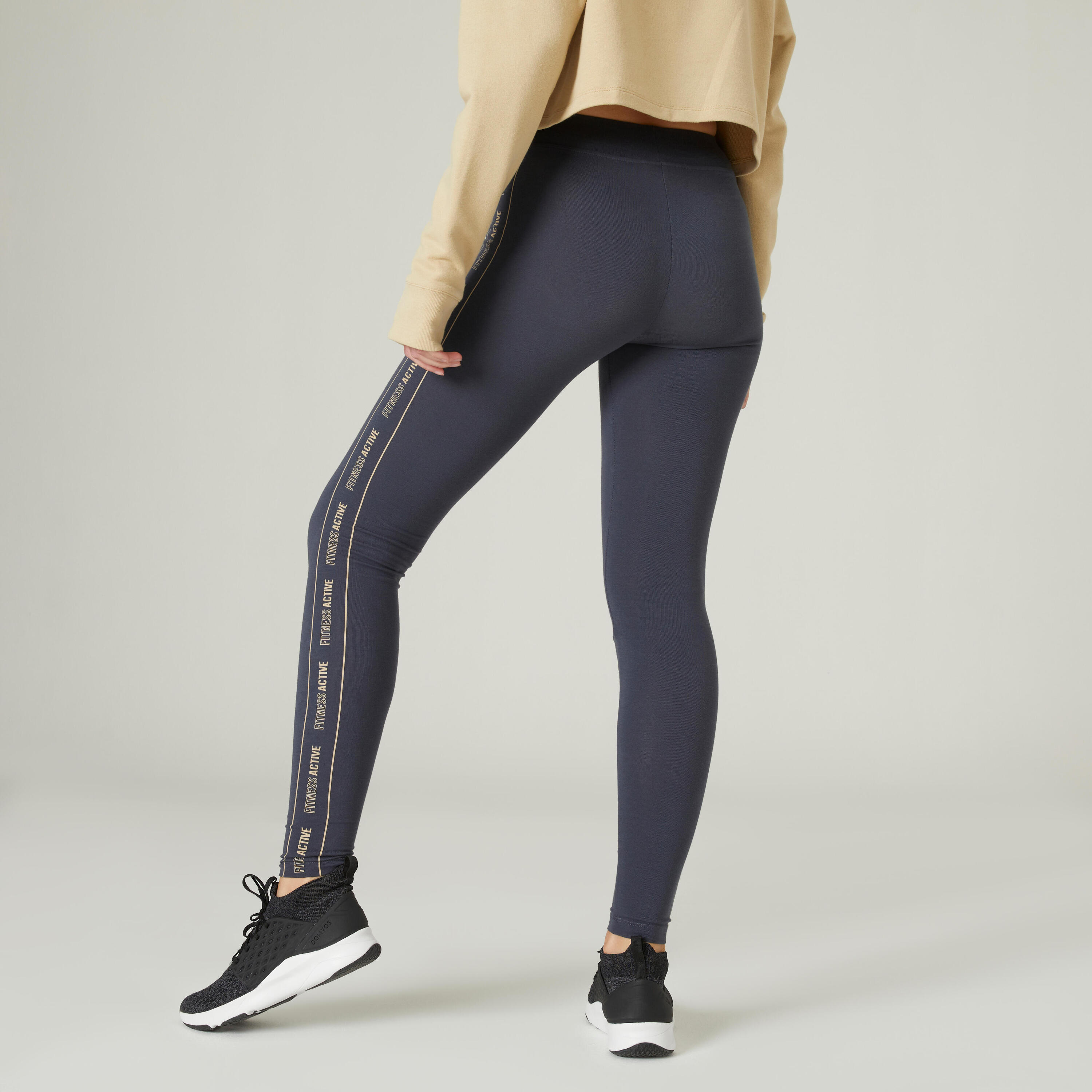 Women's Slim-Fit Fitness Leggings Fit+ 500 - Grey 2/7