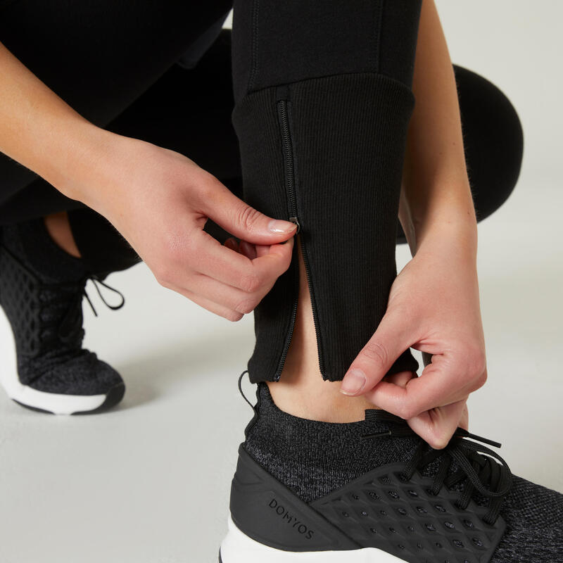 Pantalón jogger de fitness slim con bolsillos para Mujer Domyos 500 negro -  Decathlon