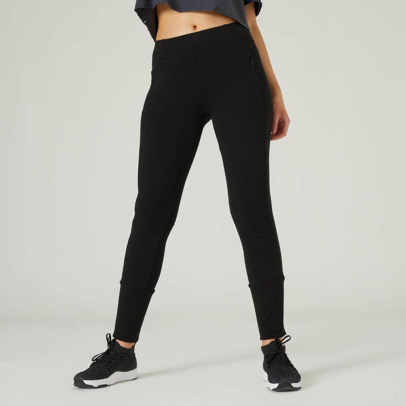 Pantalón jogger de fitness slim con bolsillos para Mujer Domyos 500 negro -  Decathlon
