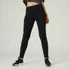 Women's Slim-Fit Fitness Jogging Bottoms with Ankle Zips 520 - Black