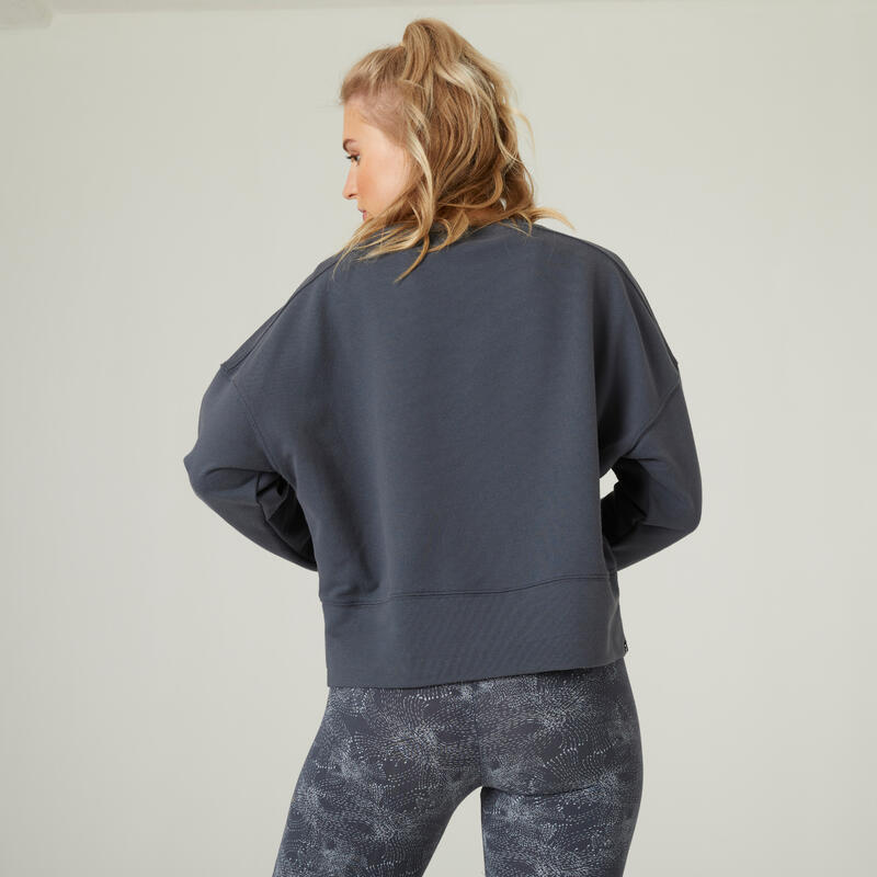 Sweatshirt Larga de Fitness Mulher - 120 Cinzento