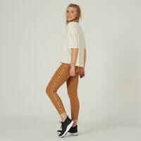 Women's Fitness 7/8 Leggings Fit+ 500 - Hazelnut Print
