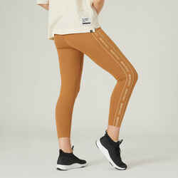 Women's Fitness 7/8 Leggings Fit+ 500 - Hazelnut Print