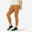 Fitness legging dames Fit+ 500 7/8-lengte geelbruin met print