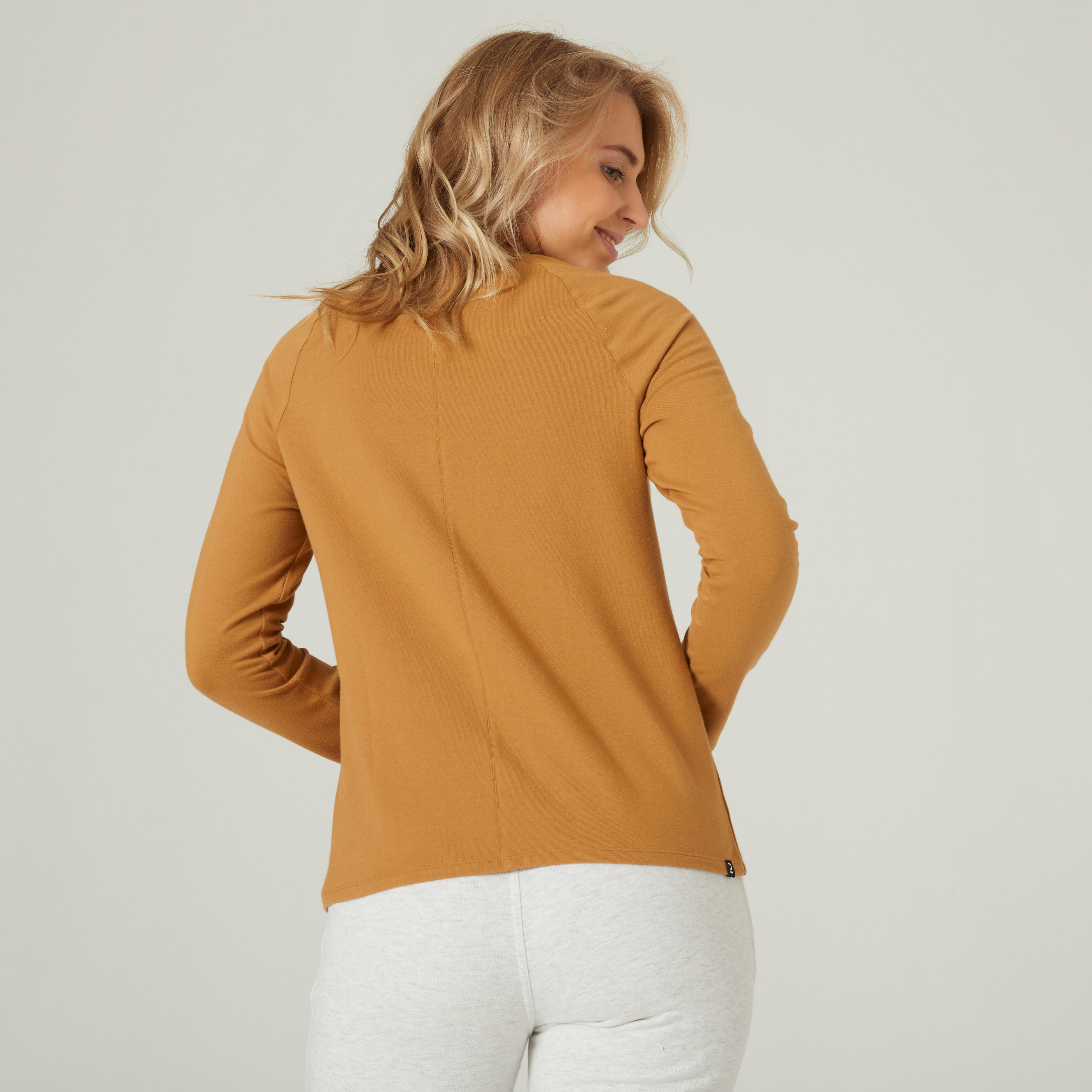 Women's Fitness Long Sleeve T-Shirt - 500 Hazelnut